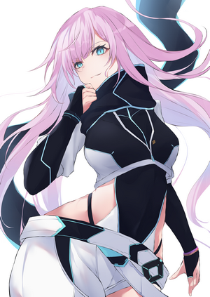 Anime girl with pink hair and blue eyes
