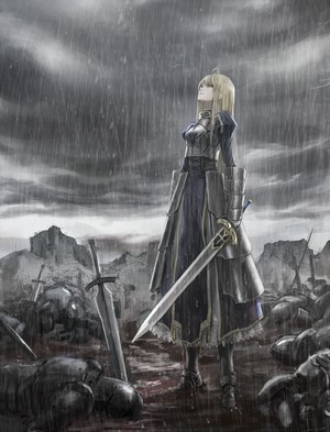 Saber from Fate Series in a battlefield