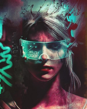 Ciri from The Witcher in Cyberpunk Style
