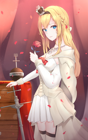 Anime girl with crown holding a rose