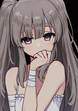 Anime girl with brown hair and purple eyes