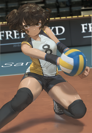Anime girl playing volleyball