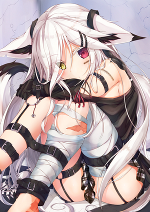 Anime girl with white hair and heterochromia