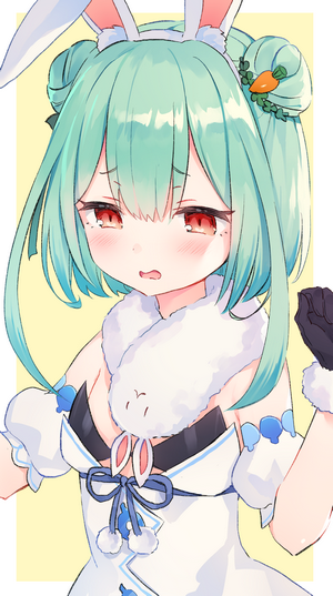 Anime girl with bunny ears and carrot hair accessory