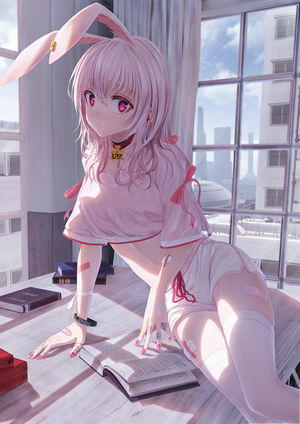Anime Girl with Bunny Ears in Soft Light
