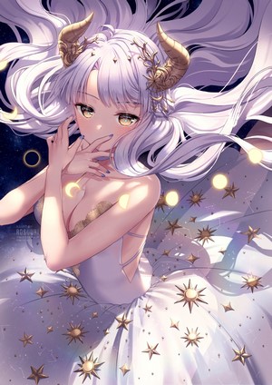 Anime girl with horns and starry dress