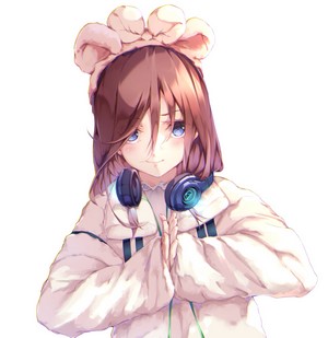 Miku Nakano from The Quintessential Quintuplets with Headphones