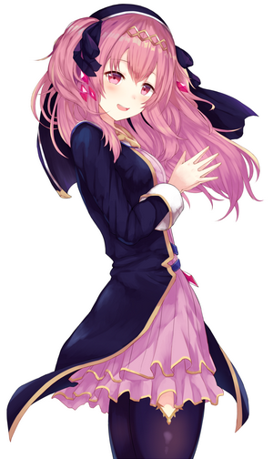 Anime girl with pink hair and blue dress