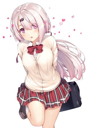Anime girl in school uniform with pink hair