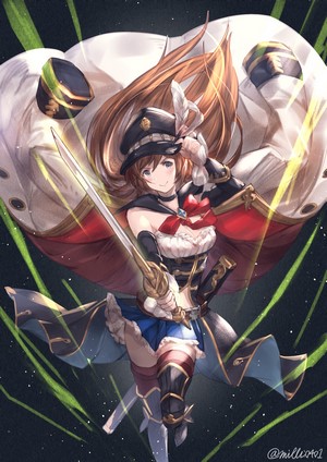 Anime girl with sword and cape