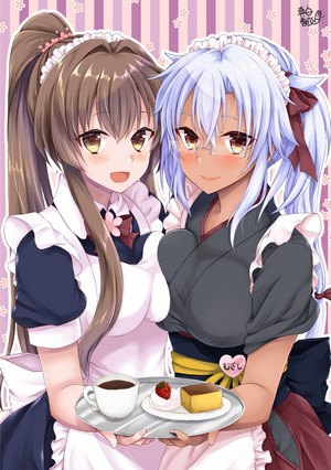 Yamato and Musashi from Kantai Collection serving dessert