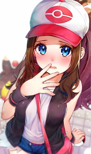 Hilda from Pokémon wearing a baseball cap