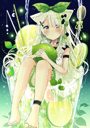 Sakura Oriko in a glass of lime drink