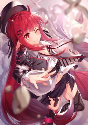 Anime girl with red hair and horns