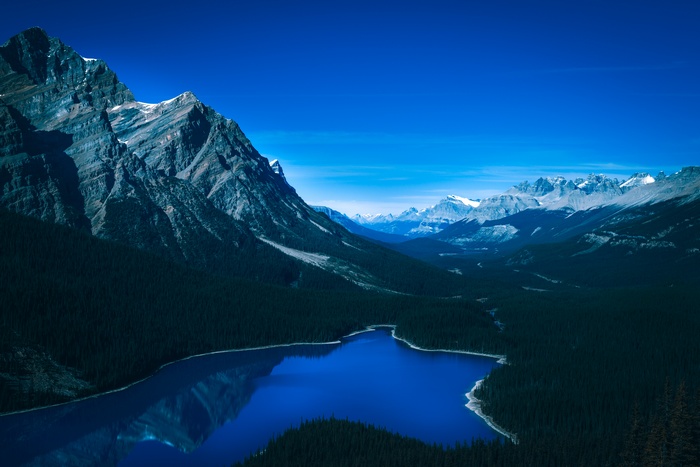 Peyto Lake and Banff National Park Mountains