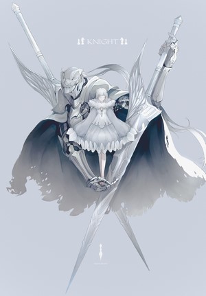 Knight and girl with swords