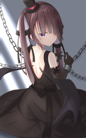 Anime girl in black dress with chains
