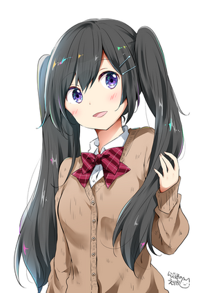Anime girl with pigtails wearing school uniform