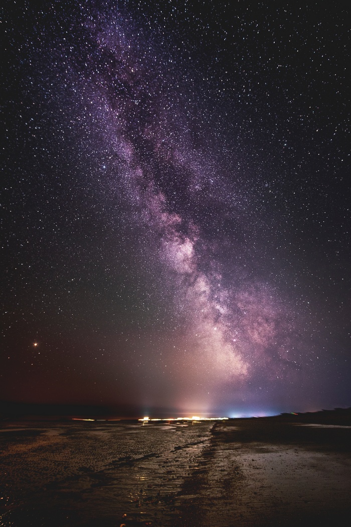 Milky Way over a beach at night