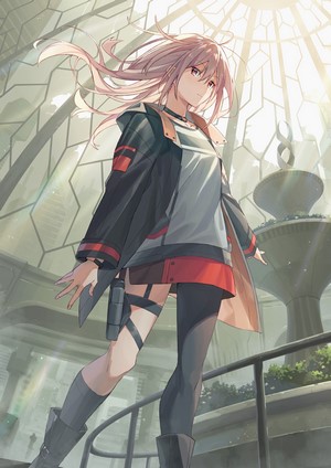 Anime girl with pink hair and gun