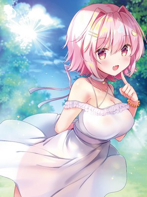 Anime girl in a white dress outdoors