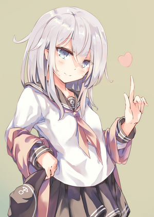 Anime girl in sailor uniform with pink jacket