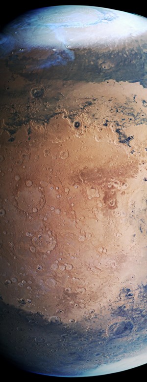 Mars planet surface with craters and atmosphere