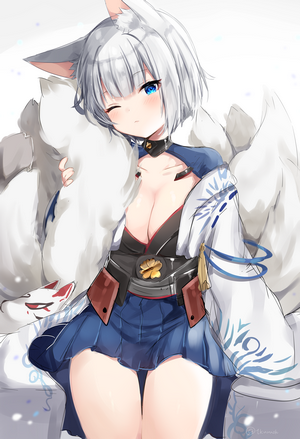 Kaga from Azur Lane with fox tails