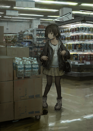 Anime girl in a convenience store aisle