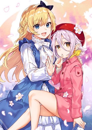 Two anime girls with blonde and white hair