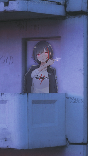 Ran Mitake from BanG Dream! smoking