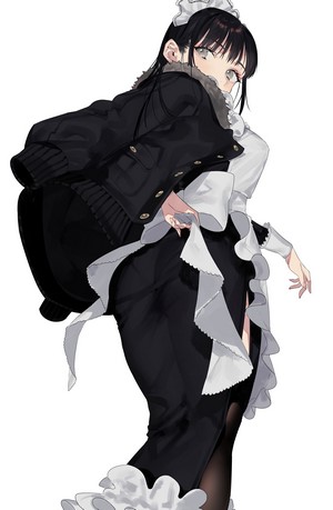 Anime girl in maid outfit and jacket