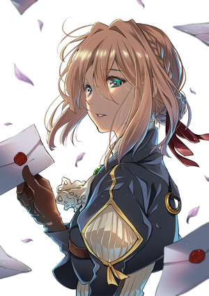 Violet Evergarden holding letters