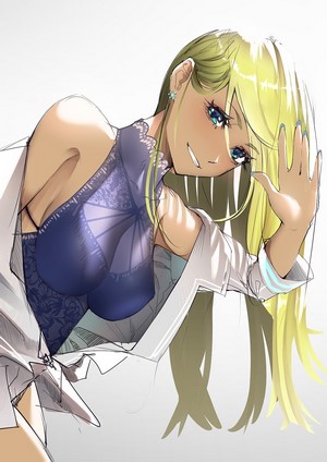 Anime girl with long blonde hair and blue eyes