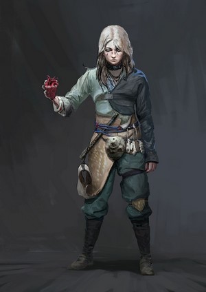Fantasy character holding a heart