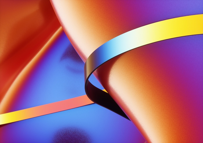 Abstract colorful ribbons with light interference