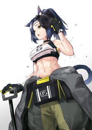 Anime girl with cat ears and athletic wear