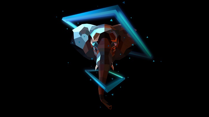 Low poly elephant with geometric shapes