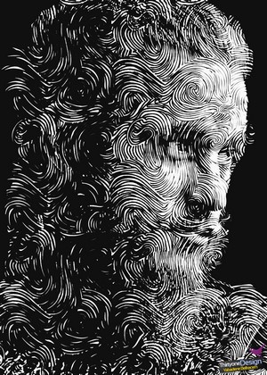 Abstract portrait of a man with swirling lines