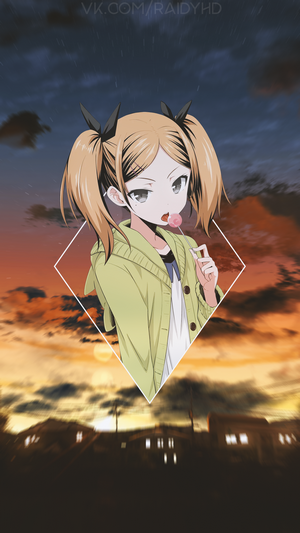 Yano Erika from Shirobako with a lollipop