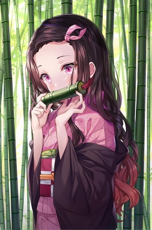 Kamado Nezuko from Kimetsu no Yaiba in bamboo forest