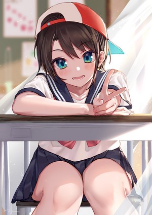 Oozora Subaru from Hololive wearing a school uniform