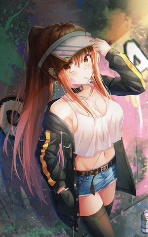Anime Girl with Ponytail and Open Jacket