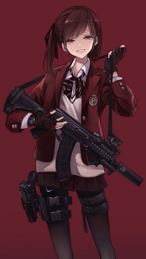 Anime girl with rifle and pistol