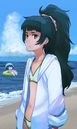 Shiina Mayuri and Hiyajo Maho from Steins;Gate 0 at the beach