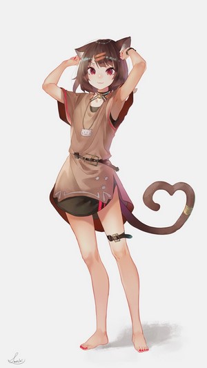 Anime girl with cat ears and tail