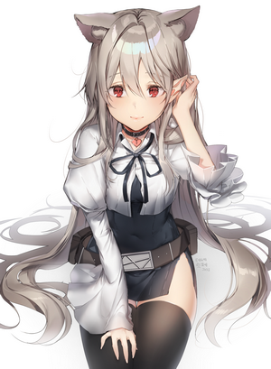 Anime girl with cat ears and long hair