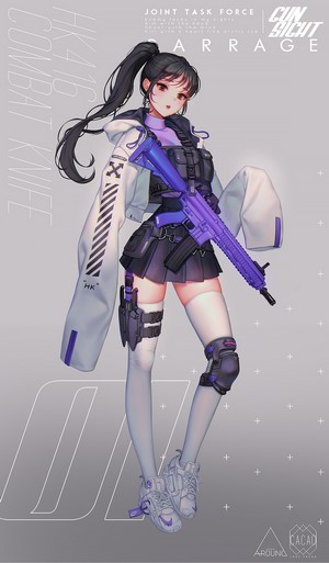 Anime girl with HK416 combat knife and gun