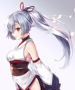 Anime girl with white hair and red eyes