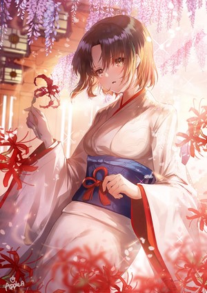 Ryougi Shiki from Kara no Kyoukai in a white kimono